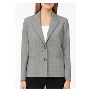 NWOT Le Suit Womens Gray Glen Plaid Two Button Blazer Jacket Career Workwear 18